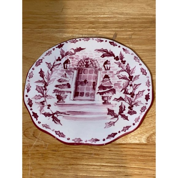 Yankee Candle Jar Pillar Pedestal Plate Holder Christmas Front Door Greetings - Picture 1 of 10